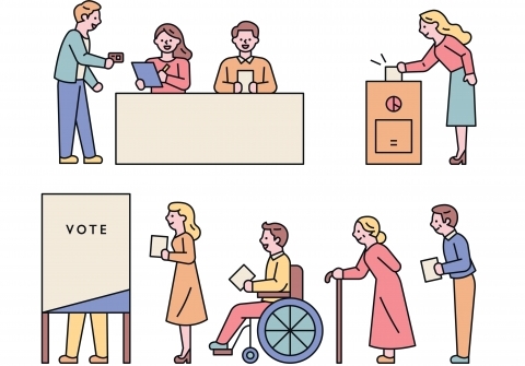 Persone in cabina elettorale