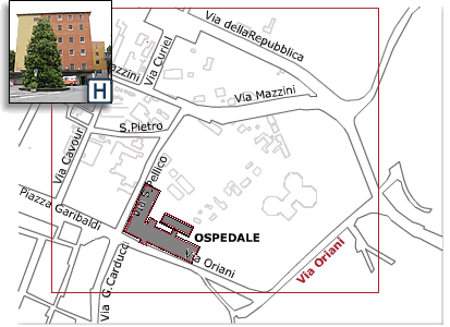 Mappa stradale dell'ospedale di Castel San Pietro